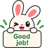 Nibbit mascot holding a Good job sign